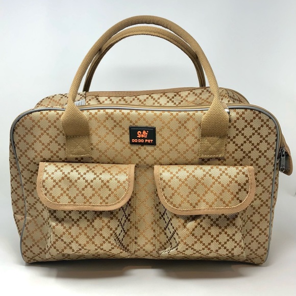 Do Do Pet Cat Small Dog Travel Carrier Soft sided Tan Beige Tote